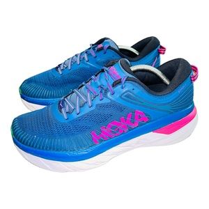 Hoka One One Bondi 7 Blue Pink Running Shoes Sneakers Women’s Size 11